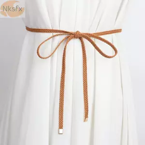 NKSFX Đầm Ôm Thắt Lưng, Dệt Màu Trơn Quần Áo Dây Thắt Lưng Thời Trang Không Lỗ Thắt Lưng Nữ