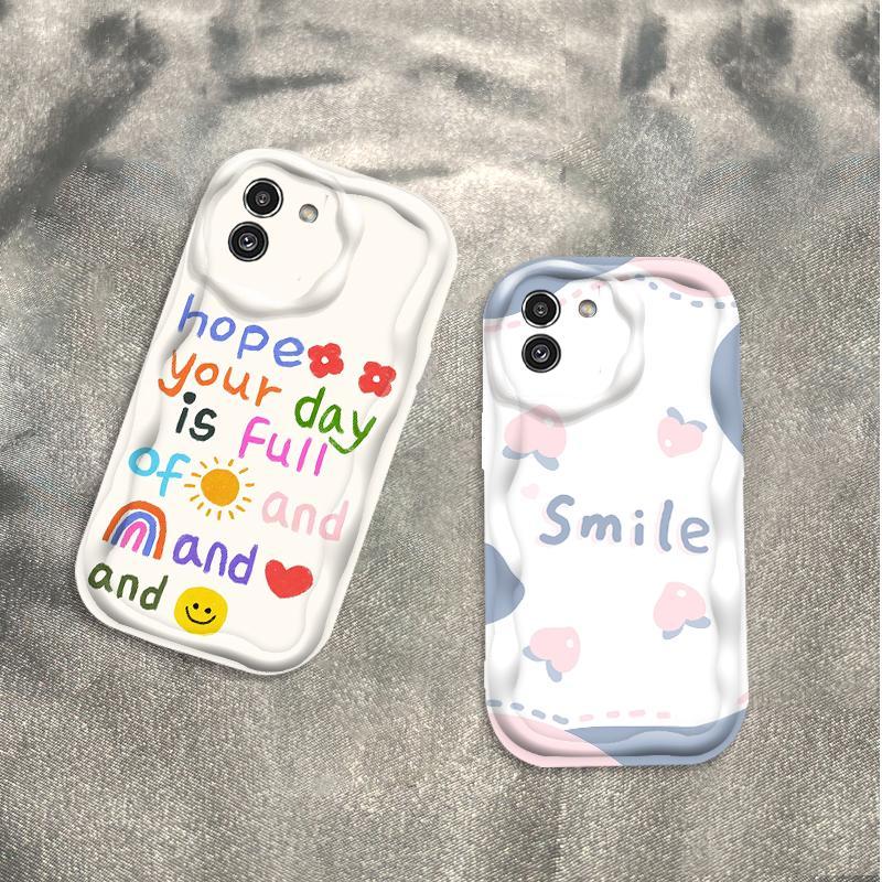 Thích hợp cho Samsung A03 3D Thẩm Mỹ Mềm TPU Flower Smile Ins Style Vỏ Điện Thoại Chống Sốc