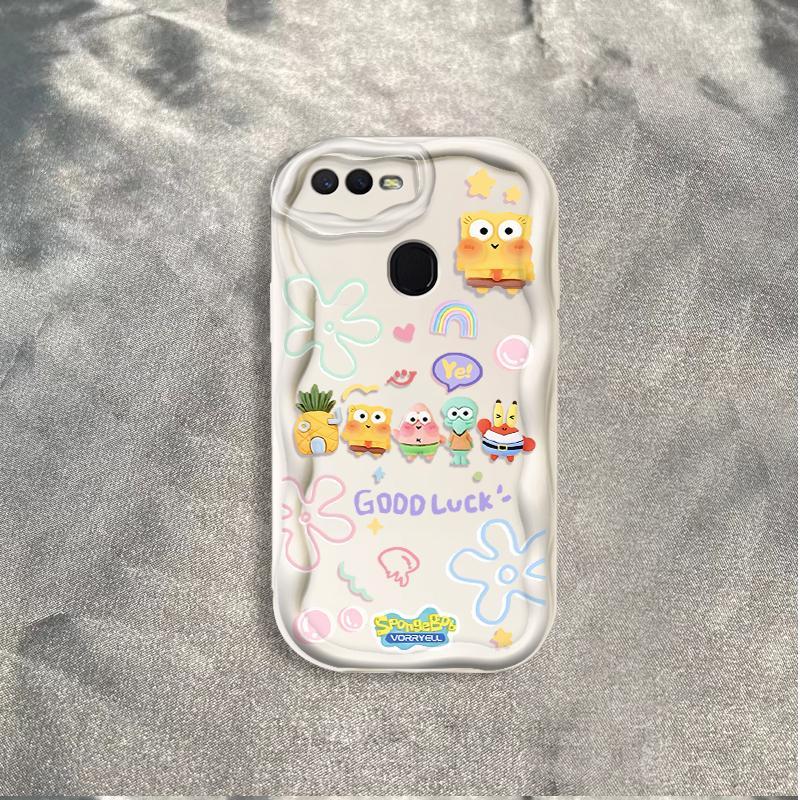 Thích hợp cho OPPO A5S A7 A12 F9 F9 Pro Phụ kiện 3D TPU mềm SpongeBob SquarePants Vỏ điện thoại chống sốc