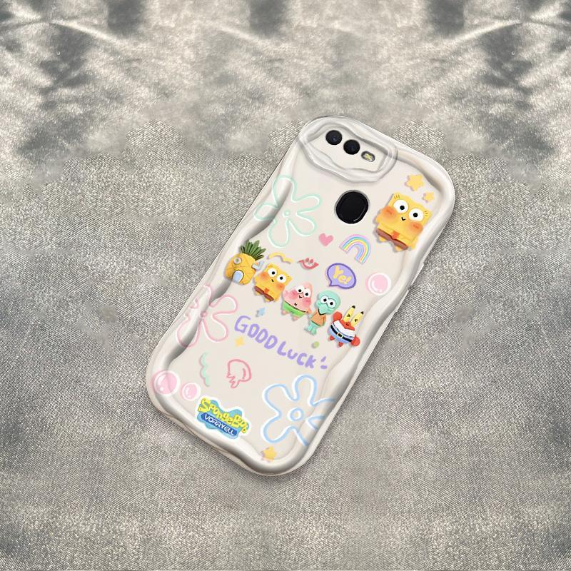 Thích hợp cho OPPO A5S A7 A12 F9 F9 Pro Phụ kiện 3D TPU mềm SpongeBob SquarePants Vỏ điện thoại chống sốc