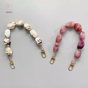 Tay cầm bằng nhựa HNKMP Dây đeo hạt đầy màu sắc Dây đeo túi xách bằng đá màu có thể thay thế Dây đeo túi xách DIY Phụ kiện túi đeo tay Ví thắt lưng.