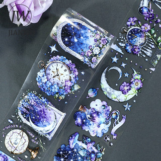 JIANWU 70mm * 200cm Vintage Dream Star Mặt Trăng Đồng Hồ Vật Liệu Phong Cảnh Cắt Băng Thêu Sò PET Sáng Tạo DIY Tạp Chí Văn Phòng Phẩm