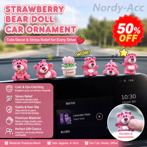 STRAWBERRY BEAR RESIN DOLL ORNAMENT Đồ chơi giải nén dễ thương cho ô tô Bảng điều khiển trung tâm Ins Internet Bảng điều khiển phổ biến Hình trang trí đa cảnh