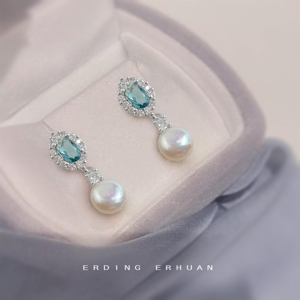 Bông tai ngọc trai Aquamarine thời trang và tinh tế
