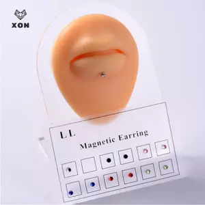 12 Cái / Thẻ Stud Mũi Nhẫn Giả Trang Sức Không Xuyên Bông Tai Từ Tính [Mina]