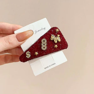 Năm Mới Đỏ Full Kim Cương May Mắn Pony Tóc Nữ Phong Cách Mới Bên Kẹp Bên Kẹp Mũ Đội Đầu Nổ Kẹp BB Kẹp TEXL