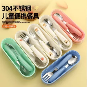 Hoạt Hình Dễ Thương Thép Không Gỉ 304 Trẻ Em Thìa Nĩa Ăn Huấn Luyện Hộ Gia Đình Bộ Đồ Ăn Cho Bé Di Động Bổ Sung Thực Phẩm Thìa 6.8