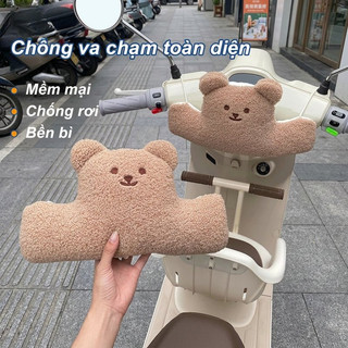 Đệm đầu chống va chạm trẻ bảo vệ an toàn mềm mại hình gấu 3D tiện lắp đặt an tâm cha mẹ xe điện