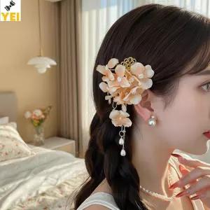< YEI > 1Pc sel Ngọc Trai Vải Hoa Cánh Hoa Kẹp Tóc Cho Bé Gái Phụ Kiện Tóc Sang Trọng Cho Sinh Nhật Tốt Nghiệp Mới