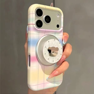 Lưới Sọc Từ Gương Giá Đỡ Mờ Mềm Ốp Lưng Điện Thoại iPhone 17 Pro Max 16 15 14 Vỏ Bảo Vệ Chống Sốc