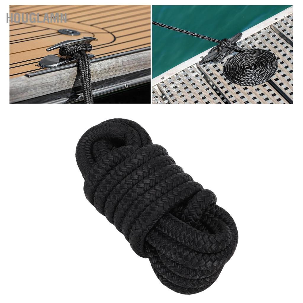 houglamn OPPWONG Dock Line Đôi bện nylon 3/8 Inch X 15ft Dây thuyền cường độ cao cấp hàng hải cho 12in Lỗ gắn Thuyền buồm nhỏ Pontoons Tàu cao tốc Cabin và Thuyền đánh cá (Màu đen)