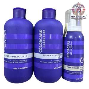 Gội tím khử vàng Elgon silver shampoo 300ml, (khử ánh sắc vàng cho tóc nhuộm tẩy) [ MK ]