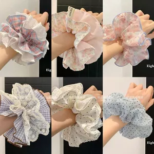 Kẻ Sọc Ren 2026 Scrunchy Dây Buộc Tóc Ngọt Đuôi Ngựa Bóng Đầu Dây Thời Trang Phối Tóc