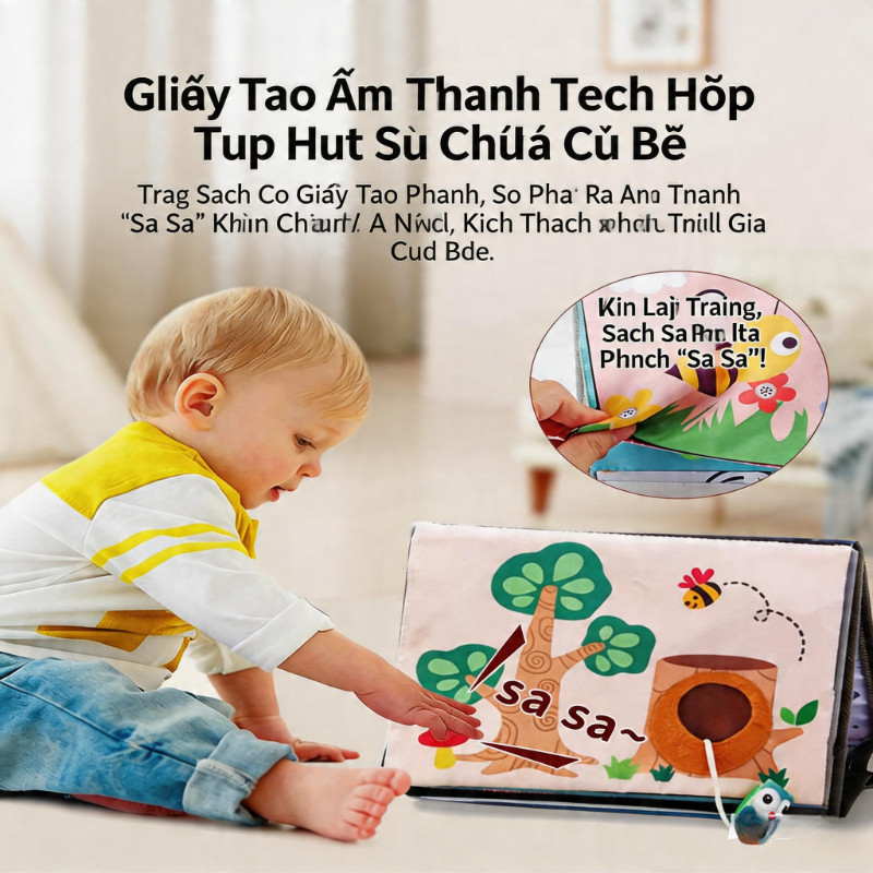 Sách Vải Hỗ Trợ Tập Lẫy,Phát Triển Đa Giác Quan, An Toàn Cho Trẻ,Quà Tặng Cho Giáo Dục Mầm Non