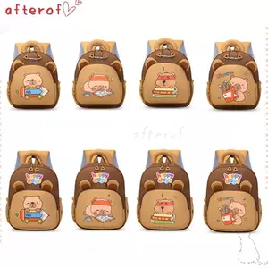 Túi đi học AFTEROF Capybara, Ba lô Capybara nhẹ dung tích lớn, Ba lô mẫu giáo Nylon nhiều túi hoạt hình