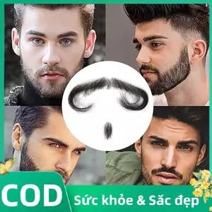 Trong Kho Handmade Ngắn Ren Lưới Vô Hình Thiết Kế Người Đàn Ông Của Râu Nhân Tạo Cá Tuyết