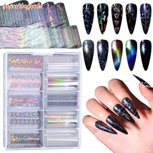 FAVORITEGOODS Chuyển Dán, Giấy Bầu Trời Đầy Sao Giấy Bóng Móng Tay Nghệ Thuật Lá, Aurora Rắn Đá Cẩm Thạch In Đề Can Móng Tay Trang Trí Móng Tay