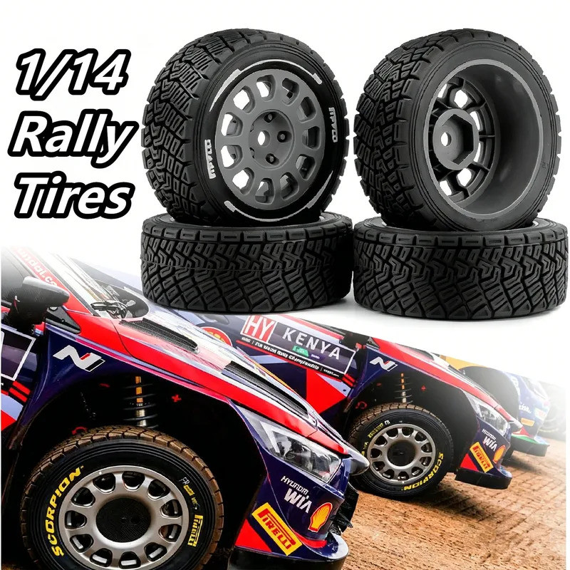 4 58mm 12mm Hex WRC Rally Lốp Đua Lốp 12mm Hex cho 1: 14 1: 10 RC Trên Đường Xe MJX 14303 C3 Tamiya M05 M08 ZD RX12 DSK Nâng Cấp Phần