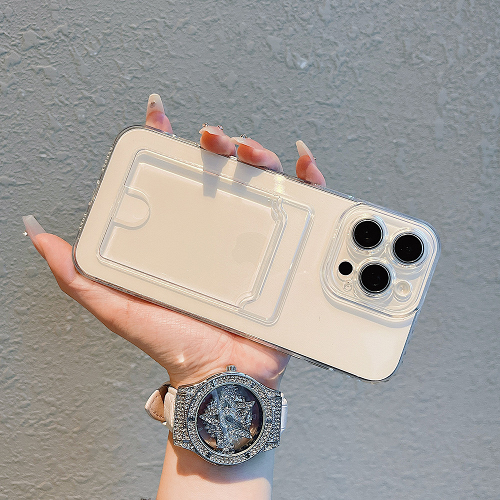 Ốp Điện Thoại Trong Suốt Có Hộp Đựng Thẻ Cho Xiaomi Redmi 9A 9C 10C 12 13 12C 13C 14C A1 A2 A3 A5 Note 8 Pro 10 11 12 13 14 Pro NOTE15 4G 5G POCO C61 C65 X5 X7