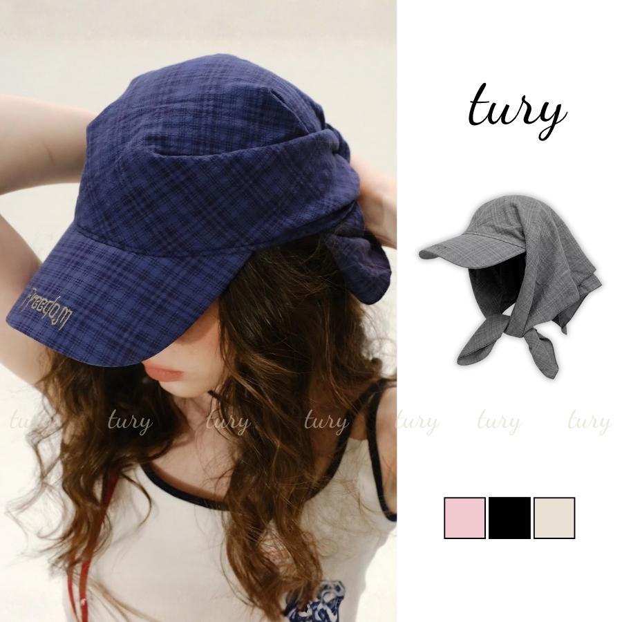 Mũ Khăn Chống Nắng Unisex Nam Nữ - Tury - Mũ Lưỡi Trai Kèm Khăn Thêu Chữ ' Freedom' Phối Caro Thanh Lịch - MLT069