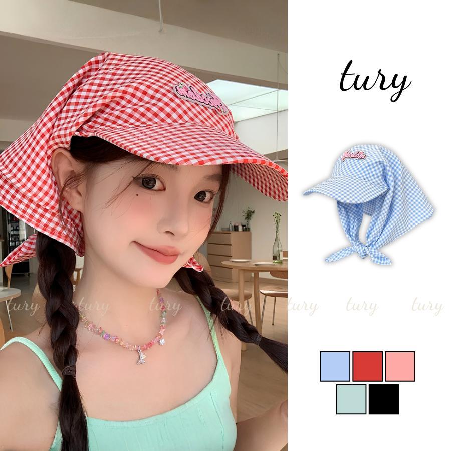 Mũ Khăn Chống Nắng Unisex Nam Nữ - Tury - Mũ Lưỡi Trai Kèm Khăn Họa Tiết Caro Dễ Thương - MLT053