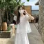 Áo voan tay phồng trắng dành cho nữ Áo sơ mi trẻ em kiểu Pháp mùa hè Áo sơ mi ngắn eo Áo sơ mi nhỏ ôm sát hơn Áo sơ mi ngắn tay bằng thịt