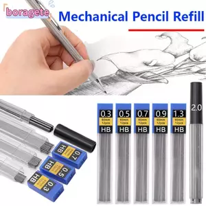 BORAGETE 6 Hộp Đựng Bút Chì Tự Động, Đen 0.3 / 0.5 / 0.7 / 0.9 / 1.3 / 2.0 / 3.0mm Chì Bút Chì Cơ Khí, Thay Thế Bút Chì Cơ Than Chì Có Thể Xóa Được