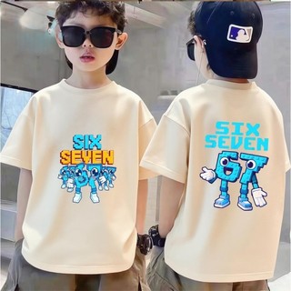 Áo Thun Trẻ Em Bé Trai Gái In SIX SEVEN 67 Pixel, Áo Bông Ngắn Tay Hè Phong Cách Game Size 3-12 Tuổi COD