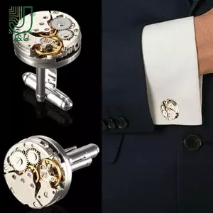 Phong trào đồng hồ cổ điển Nam khuy măng sét Steampunk Tiệc cưới Quà tặng Cuff Liên kết