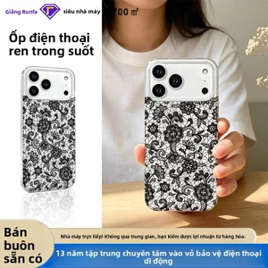 Ốp lưng iphone Ren đen phù hợp cho iphone17promax rỗng Apple 16pro bao gồm tất cả vỏ bảo vệ chống rơi 15pro