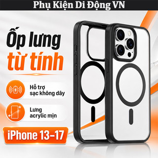 Ốp iPhone trong suốt chống sốc hỗ trợ sạc từ tính chống trầy cho iPhone 17 Air 16 15 14 Pro Max Plus