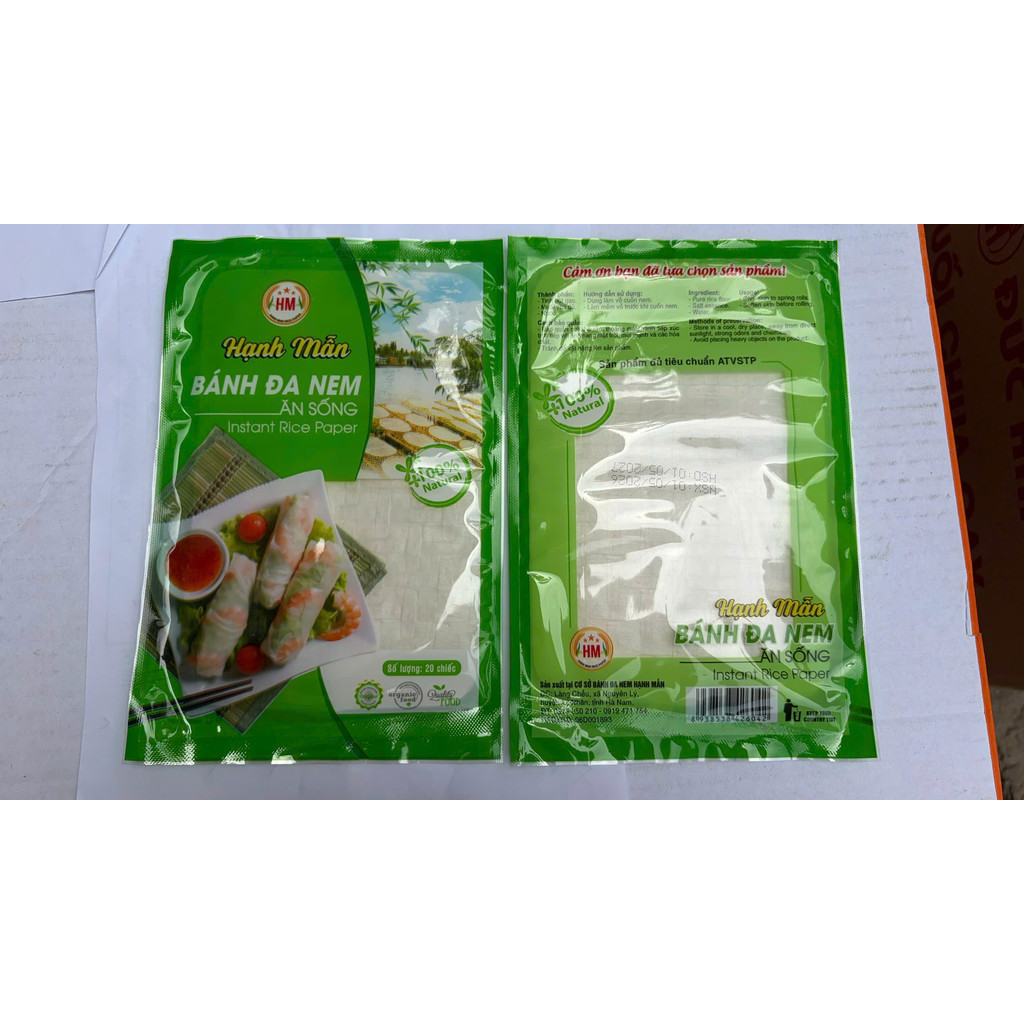 Combo Bánh Đa Nem Ăn Sống - Cuốn Gỏi Hạnh Mẫn túi 20 lá, thơm ngon mềm dai dễ cuốn, hàng chính hãng