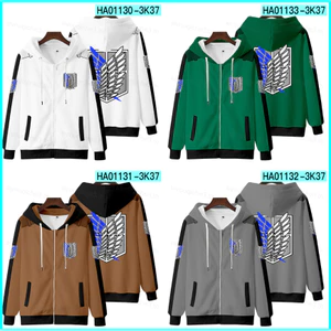 SY3 Anime Tấn Công Titan Áo Dài Tay Top Unisex Dây Kéo Cosplay Eren Wings of Liberty 3D Áo Khoác Ngoài