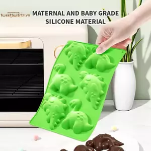 TRTR 6 Sâu Răng Khuôn Silicon Khủng Long Cho Jello Chocolate Xà Phòng Làm Khay Nonsti Có Thể Tái Sử Dụng Cho Theo Chủ Đề Trẻ Em Đảng VN