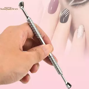 TRTR Thép không gỉ Dụng cụ đẩy biểu bì hình hai mặt hai đầu mọc ngược Dụng cụ nâng móng chân tẩy tông đơ Dụng cụ chăm sóc móng tay VN