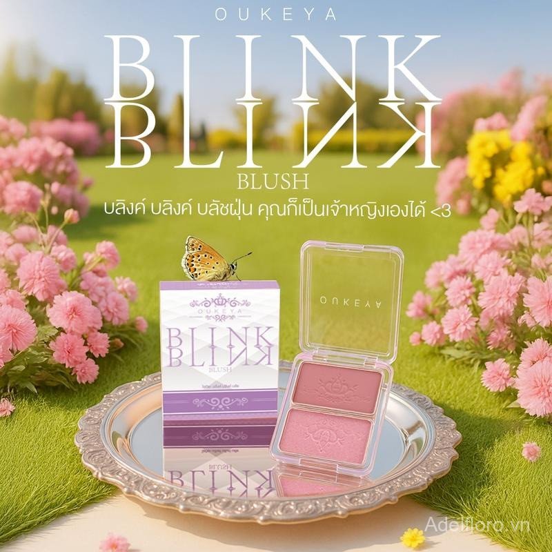 【Adel Floro】Bảng Phấn Má 2 Màu - Lì Mềm Hồng Nhạt, Kiềm Dầu, Lâu Trôi, Ửng Hồng Tự Nhiên, Nhũ Mịn