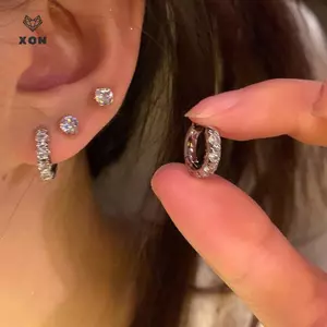 4 Cái / bộ Bông Tai Vòng Zircon Pha Lê Tinh Tế Thời Trang Cho Nữ Bé Gái Bông Tai Hàng Ngày Phụ Kiện Y2K Quà Tặng Trang Sức [Mina]