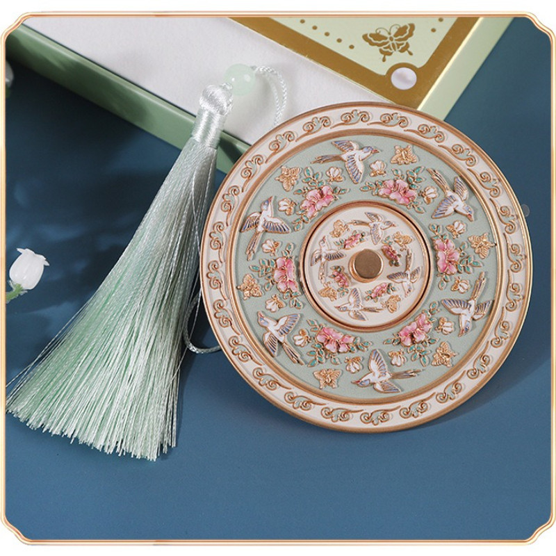 【SKISOPGO】Gương Cầm Tay Nữ Thần Mười Hai Hoa,Gương Cầm Tay Flower Cổ Điển Kim Loại Gương,quà tặng bạn thân