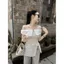 Mùa hè 2026 Phong cách mới Phiên bản Hàn Quốc Thời trang sang trọng Slimer Look One-Shoulder All-Match Slimer Look Áo sơ mi nữ