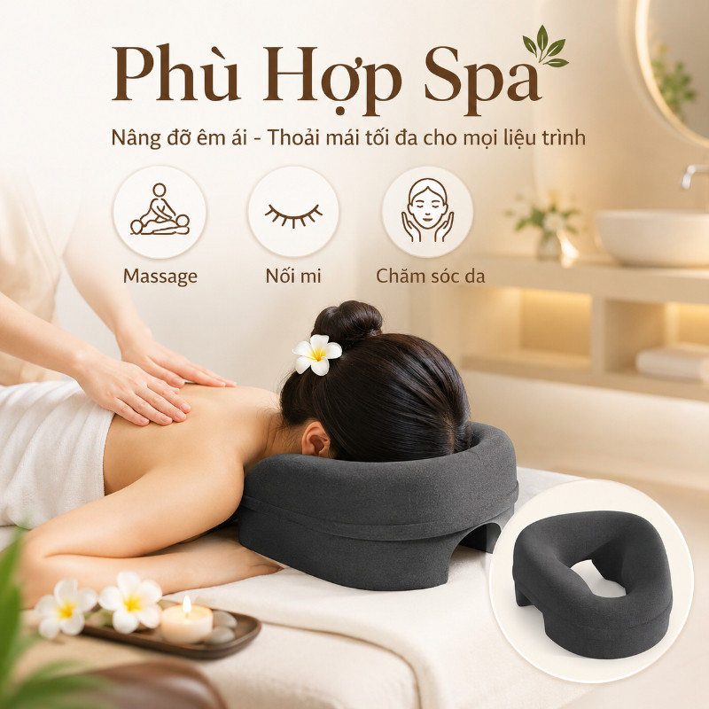 Gối Úp Mặt Chuyên Dụng Memory Foam Thoáng Khí, Hỗ Trợ Massage Mặt & Cổ Cho Thẩm Mỹ Viện, Salon & Tại Nhà