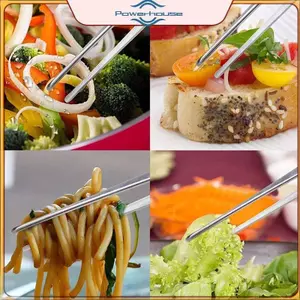 POWER 1 Kẹp Thực Phẩm BBQ Nhà Bếp Bằng Thép Không Gỉ Cho Đồ Nướng Dã Ngoại Dụng Cụ Nhà Bếp Nấu Ăn.