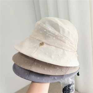 Mũ Phong Cách Mới Chấm Bi Trước Dài Lưng Ngắn Mũ Xô Nhẹ Thanh Lịch Chống Nắng Mũ Chống Nắng
