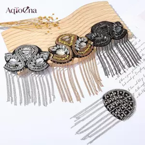 AqToCna Epaulette Trâm Cài Hạt Dài sel Dây Xích Mạ Điện Trang Trí DIY Nam Nữ Bling Epaulette Quần Áo Vai Trang Sức AqToCna