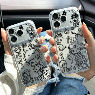 Bản phác thảo nét đen trắng Hirono ỐP đIệN ThoạI Cho IPhone 17 15 14 13 12 11 Promax, XR XS MAX 16PRO 16 Plus ốP Silicon