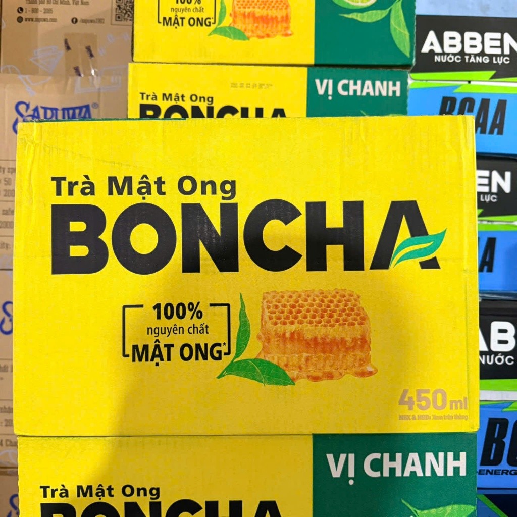 Thùng 24 chai trà mật ong Boncha vị chanh 450ml