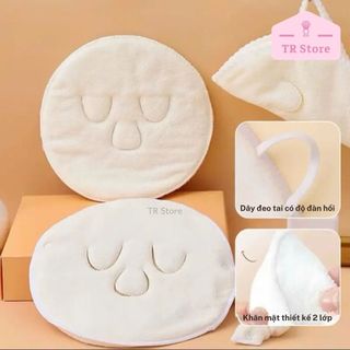 Mặt Nạ Khăn Xông Mặt Gecomo 3 Lỗ Có Dây Đeo Tai - Chất Liệu San Hô Chăm Sóc Da Chuẩn Spa Tại Nhà
