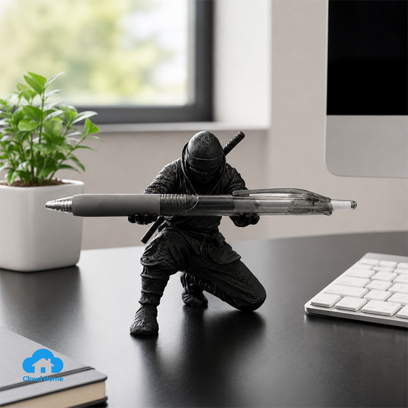 🌤️COD🌤️Tượng Ninja 3D cầm bút – Giá đỡ bút trang trí bàn học/bàn làm việc