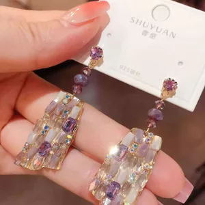 2026 Hợp Thời Trang Ánh Sáng Sang Trọng Pha Lê Hình Học Bông Tai Nữ Niche Phóng Đại Khí Quyển Cao Cấp Độc Đáo Bông Tai 5.26