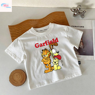 Áo Thun Trẻ Em Garfield Phong Cách, Vải Cotton, Thời Trang Hoạt Hình, Cho Bé Trai Mùa Hè, Size 90-150