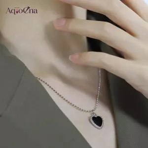 AqToCna Thời Trang Hàn Quốc Trái Tim Tình Yêu Mặt Dây Chuyền Nelace Cho Nữ Cổ Dây Chuyền Tính Khí Đơn Giản Dây Chuyền Trang Sức Phụ Kiện Quà Tặng AqToCna